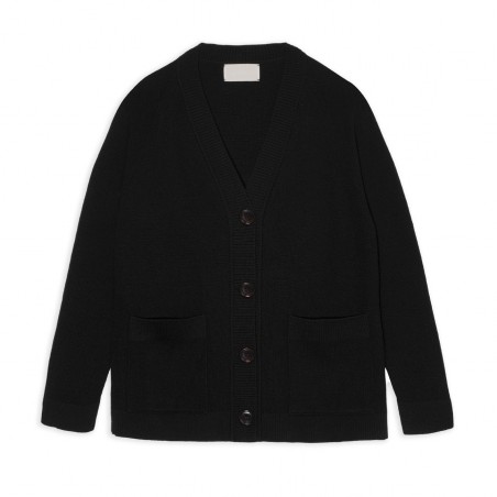 Veste en laine merinos noire