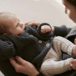 Cardigan in merino wool, graphite