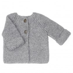 Cardigan in cotton and merino, grey