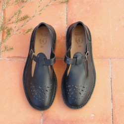 Chaussures Partridge, cuir noir et naturel