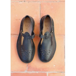 Sandales Alain, cuir noir