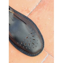 Sandales Alain, cuir noir