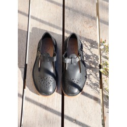 Sandales Alain, cuir noir