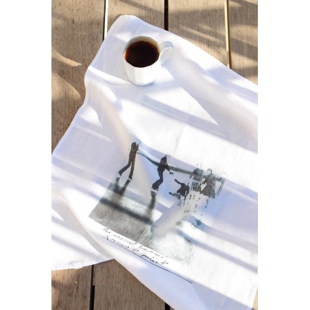 Dish towel "Ice skaters" white