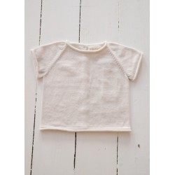 Jan knit sweater, short sleeve, creme