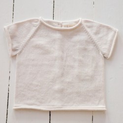 Jan knit sweater, short sleeve, creme