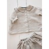 Long sleeves pleated shirt, beige linen