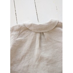 Long sleeves pleated shirt, beige linen