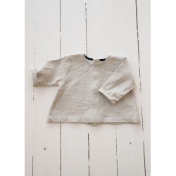 Blouse manches longues, lin beige