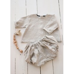 Blouse manches longues, lin beige