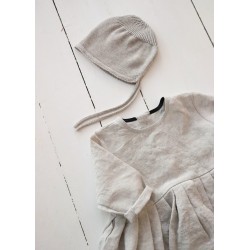 Robe à plis manches longues, lin beige