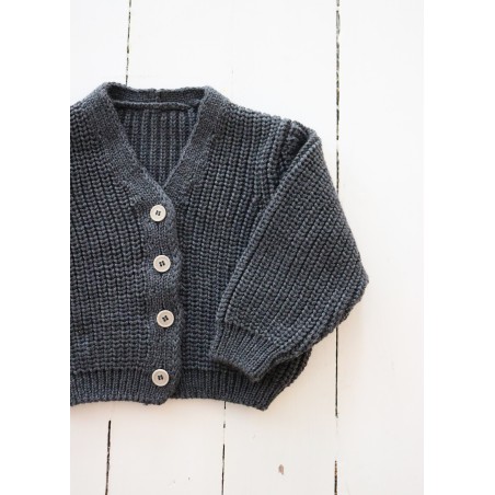 Cardigan in merino wool, graphite