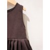 Pleated dress, sleeveless, Dark brown cotton canvas