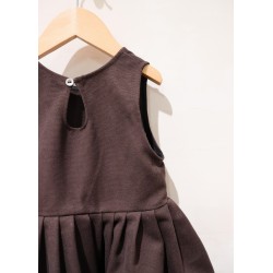 Pleated dress, sleeveless, Dark brown cotton canvas