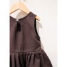 Pleated dress, sleeveless, Dark brown cotton canvas