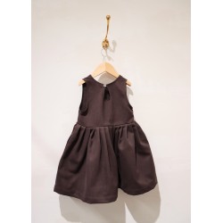 Pleated dress, sleeveless, Dark brown cotton canvas