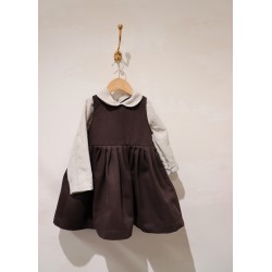 Pleated dress, sleeveless, Dark brown cotton canvas