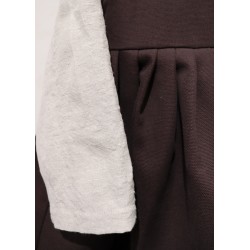 Pleated dress, sleeveless, Dark brown cotton canvas