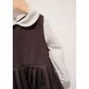 Pleated dress, sleeveless, Dark brown cotton canvas