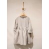 Pleated dress,  long sleeves, beige linen