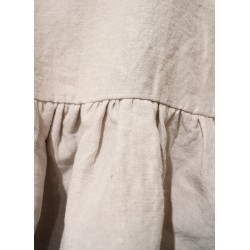 Blouse plissée manches 3/4, lin beige