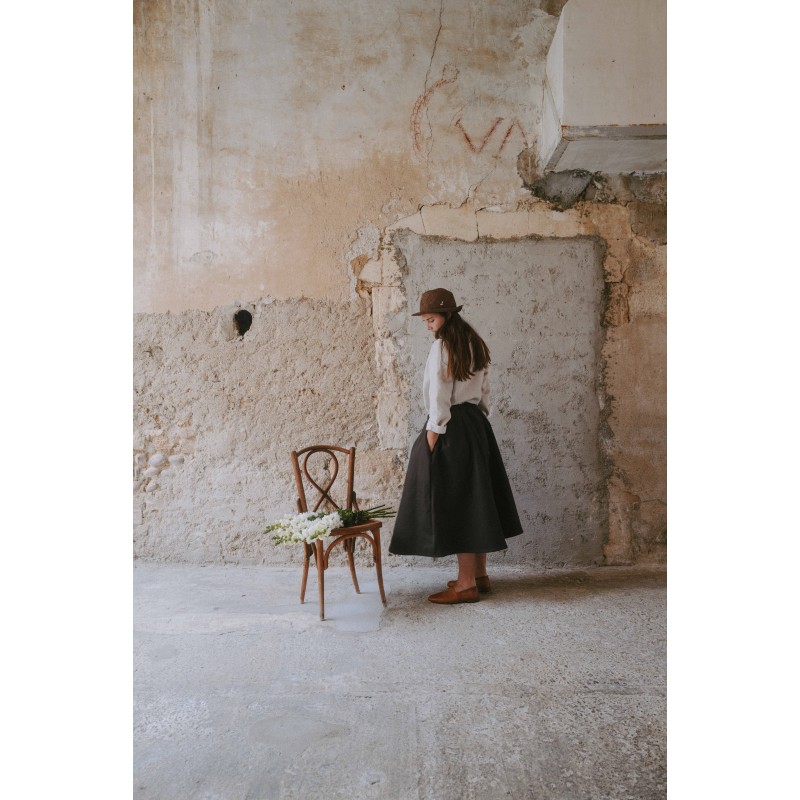 Long skirt, Dark Brown cotton canvas