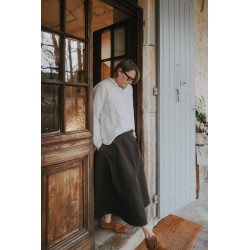 Long skirt, Dark Brown cotton canvas