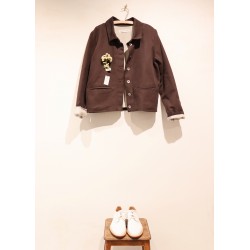 Woman jacket, Dark Brown cotton canvas