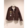 Woman jacket, Dark Brown cotton canvas