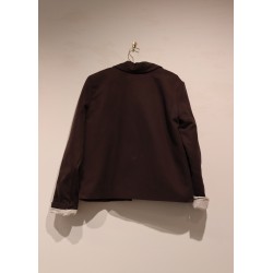 Woman jacket, Dark Brown cotton canvas