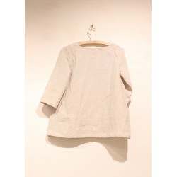 3/4 sleeves blouse squared neck, beige linen