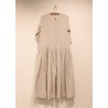 Pleated dress,  3/4 sleeves, beige linen