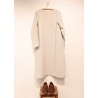 Flared dress, long sleeves, V neck, beige linen