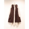 Simple bow dress, dark brown cotton canvas