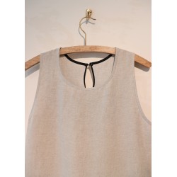 Robe à plis manches SM, lin beige