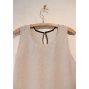 Pleated dress,  sleeves less, beige linen