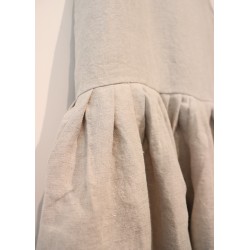 Pleated dress,  sleeves less, beige linen