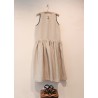 Pleated dress,  sleeves less, beige linen