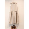 Pleated dress,  sleeves less, beige linen