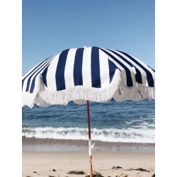 Holiday beach umbrella, navy crew stripes