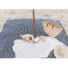 Beach blanket, navy bleu stripes