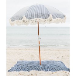 Beach blanket, navy bleu stripes