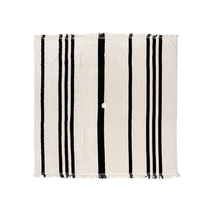 Serviette de plage XL avec trou, larges rayures noires