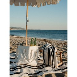 Serviette de plage XL avec trou, larges rayures noires