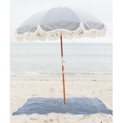 Beach umbrella, navy stripes