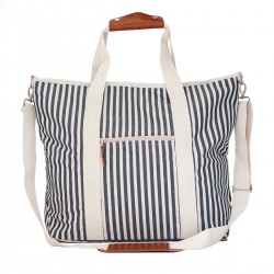 Cooler tote bag, navy blue stripes