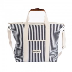 Cooler tote bag, navy blue stripes