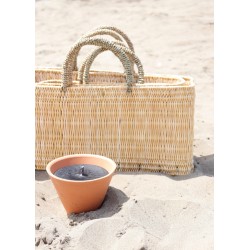 Long basket, natural leather handle