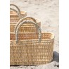 Long basket, natural leather handle