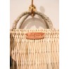 Long basket, natural leather handle